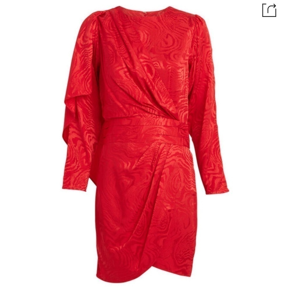 Ronny Kobo Shanaya long sleeve cherry red zebra print dress women’s medium mini